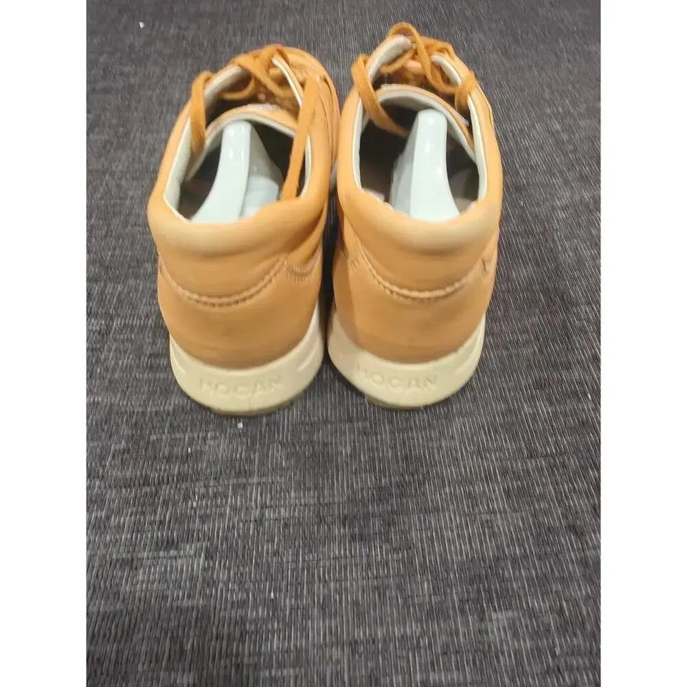 Hogan Interactive Tan Leather Sneakers Men's UK 10 US 11 Low Top Made in Italy